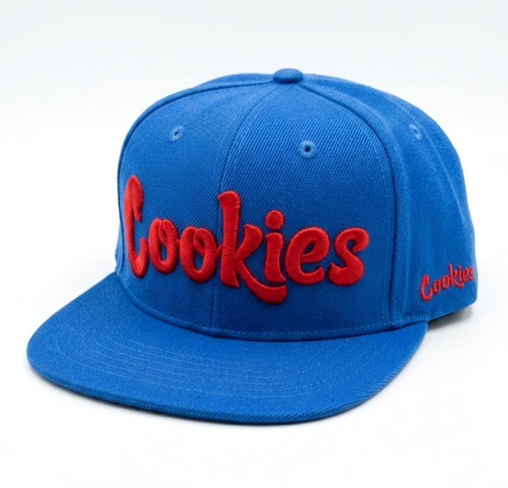 NWOT Cookies SF Snapback Hat Cap Blue Red Script Embroidered Logo One Size